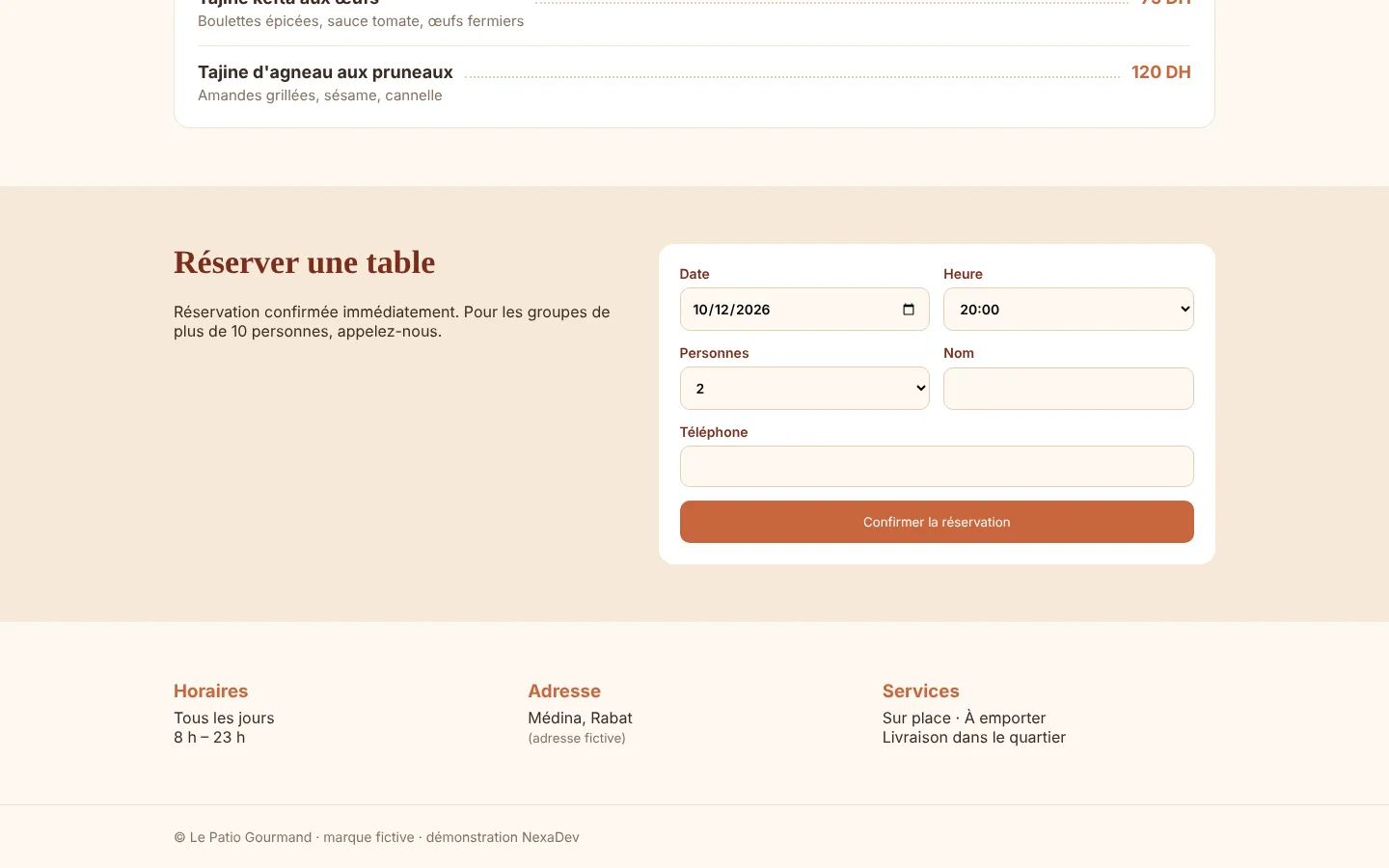 Réservation de table